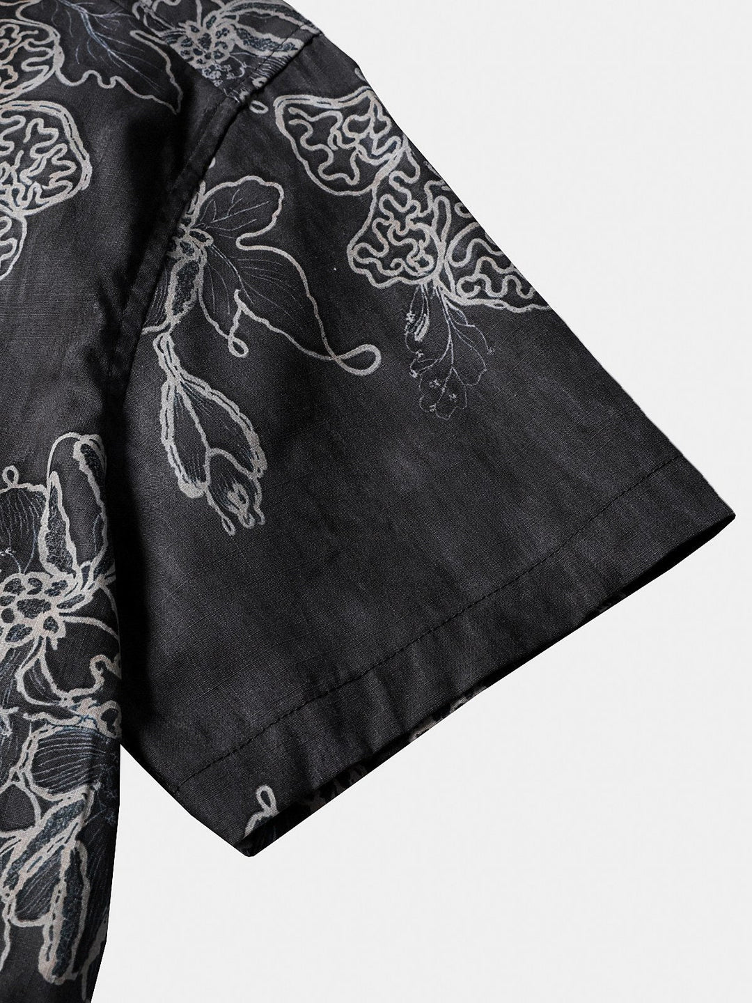 Chemise Homme Rétro à Manches Courtes en Coton Respirante Imprimé Floral Esquissé Style Île