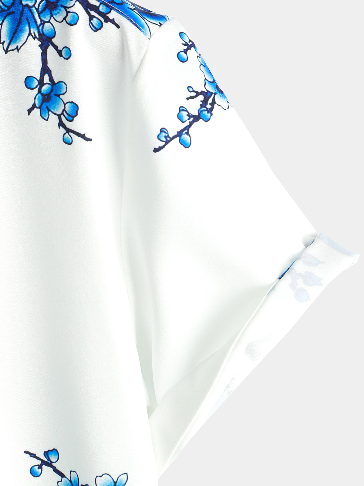 Chemise Casual à Manches Courtes avec Boutons pour Homme en Bleu avec Imprimé Floral