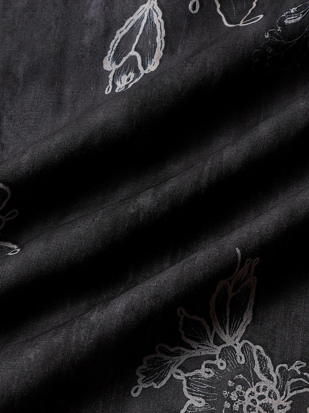Chemise Homme Rétro à Manches Courtes en Coton Respirante Imprimé Floral Esquissé Style Île