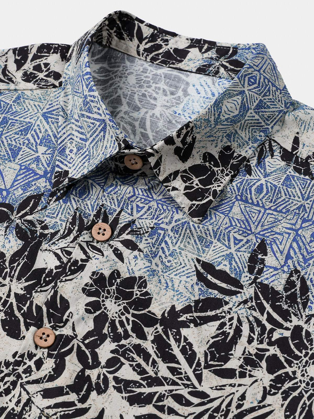 Chemise Homme Bohème Rétro à Manches Courtes en Coton Respirante Imprimé Botanique Style Île