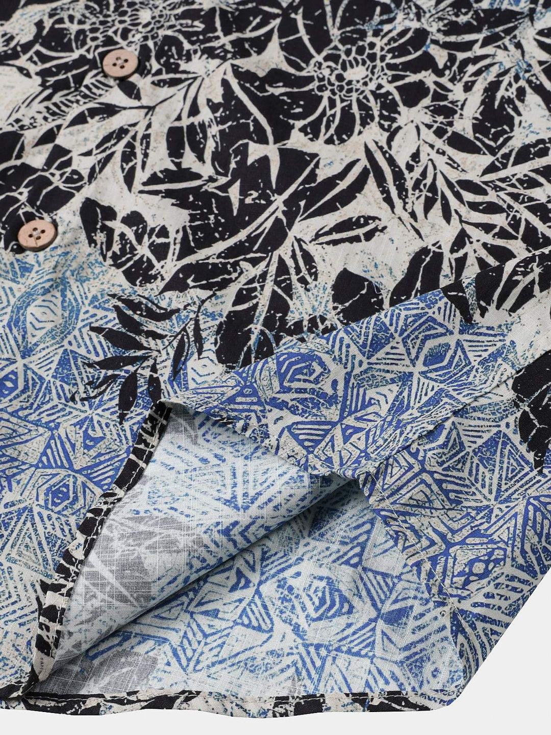 Chemise Homme Bohème Rétro à Manches Courtes en Coton Respirante Imprimé Botanique Style Île