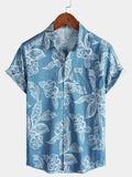 Chemise Homme Décontractée Imprimé Floral Tropical à Manches Courtes
