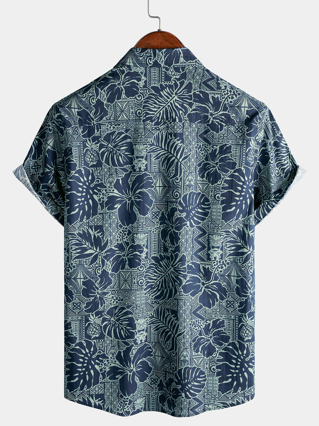 Chemise Homme à Motif Feuilles Tropicales Hawaïennes Style Vacances Plage Manches Courtes