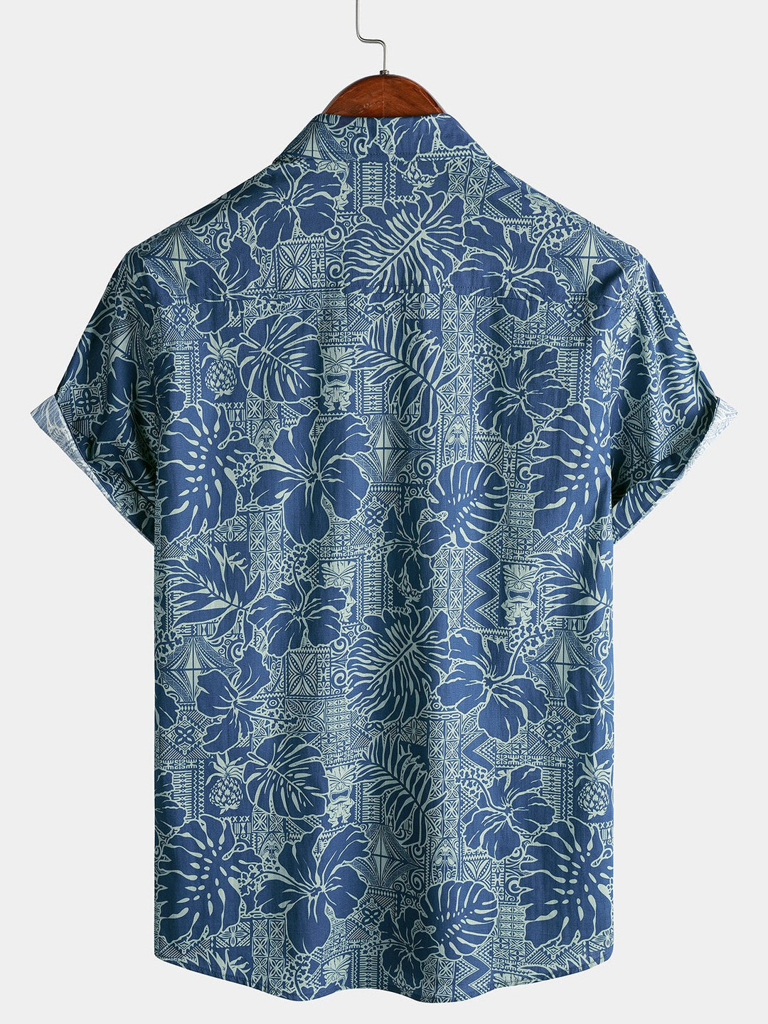Chemise Homme Imprimé Botanique Tropical en Coton Respirant à Manches Courtes