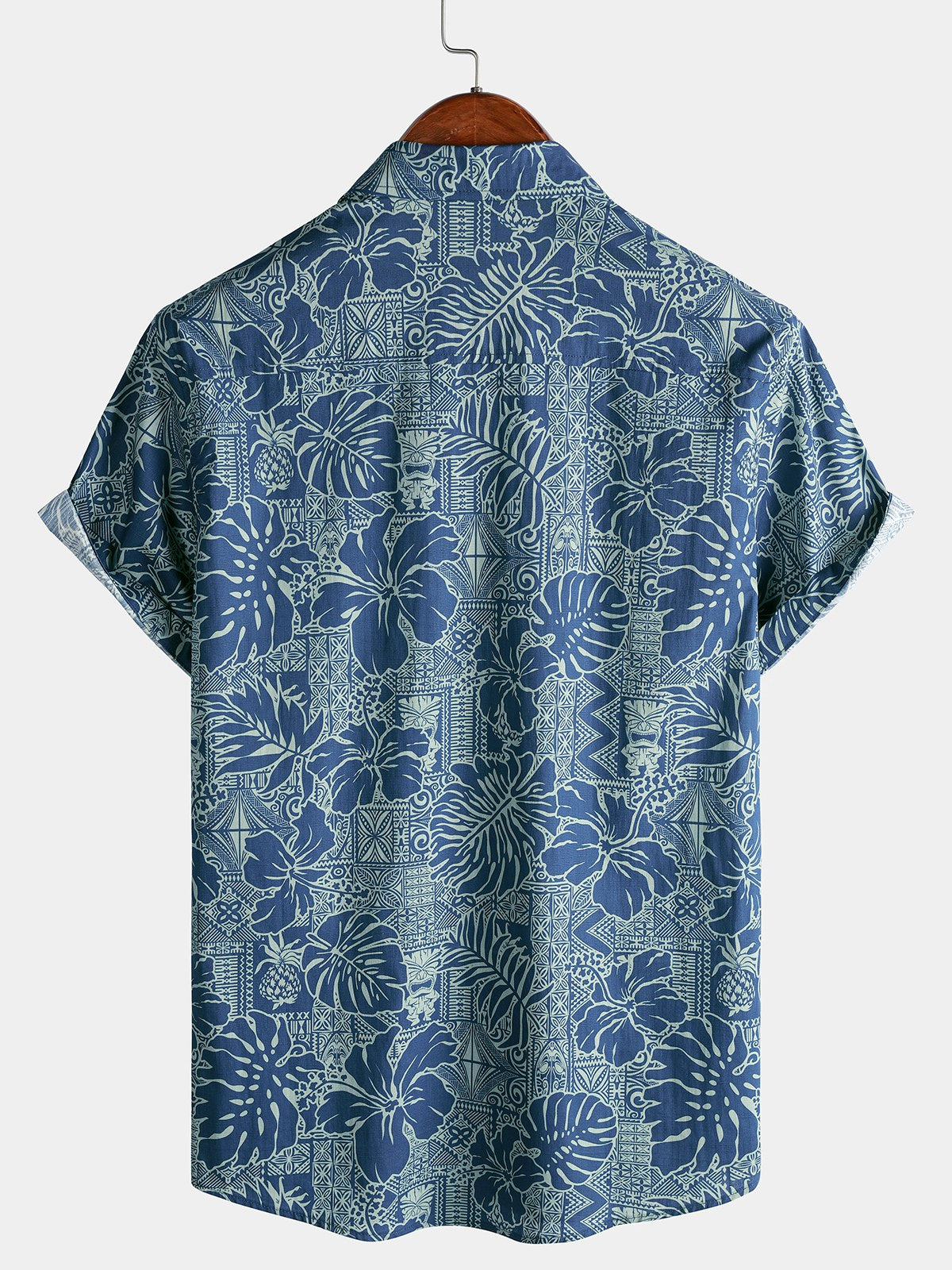 Chemise Homme Imprimé Botanique Tropical en Coton Respirant à Manches Courtes