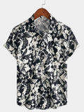 Chemise Homme en Coton à Imprimé Floral Décontractée Style Plage d’Été Manches Courtes