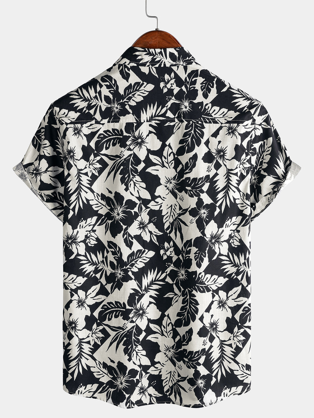 Chemise Homme en Coton à Imprimé Floral Décontractée Style Plage d’Été Manches Courtes