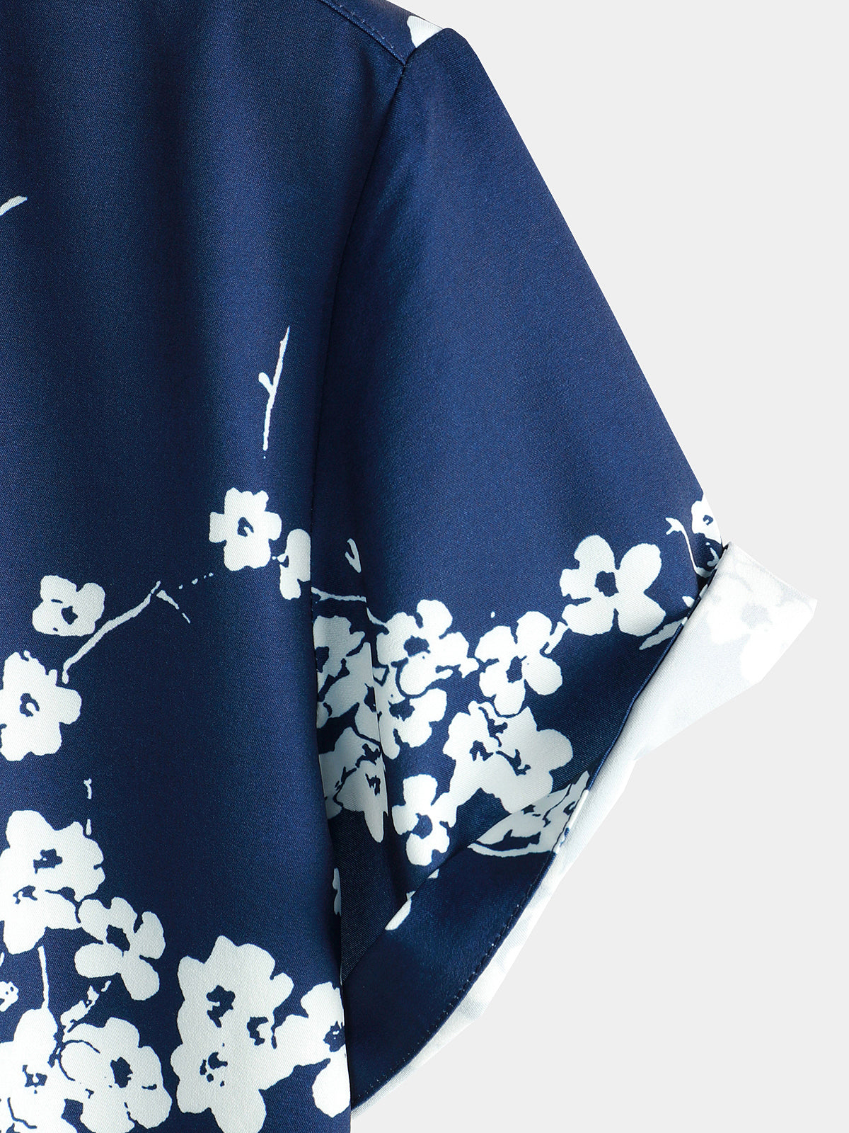 Chemise à revers à manches courtes décontractée pour homme à imprimé floral vintage bleu marine