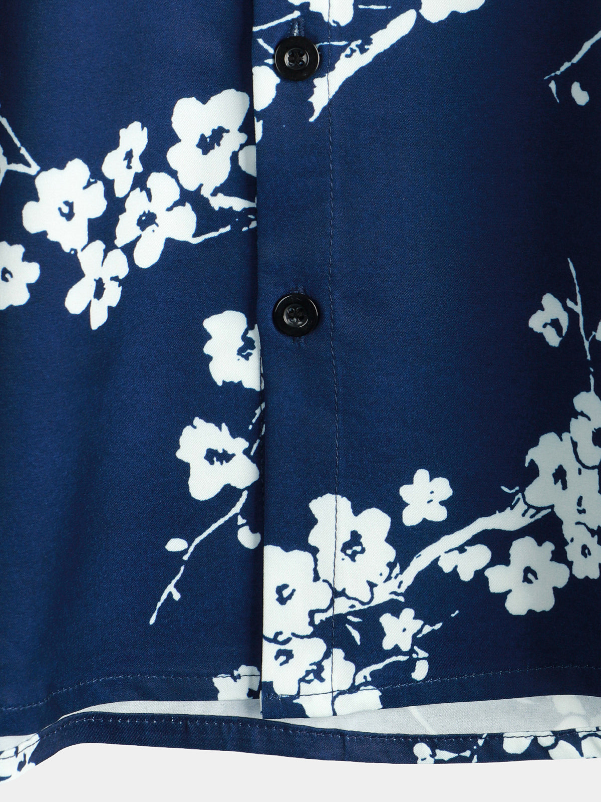 Chemise à revers à manches courtes décontractée pour homme à imprimé floral vintage bleu marine