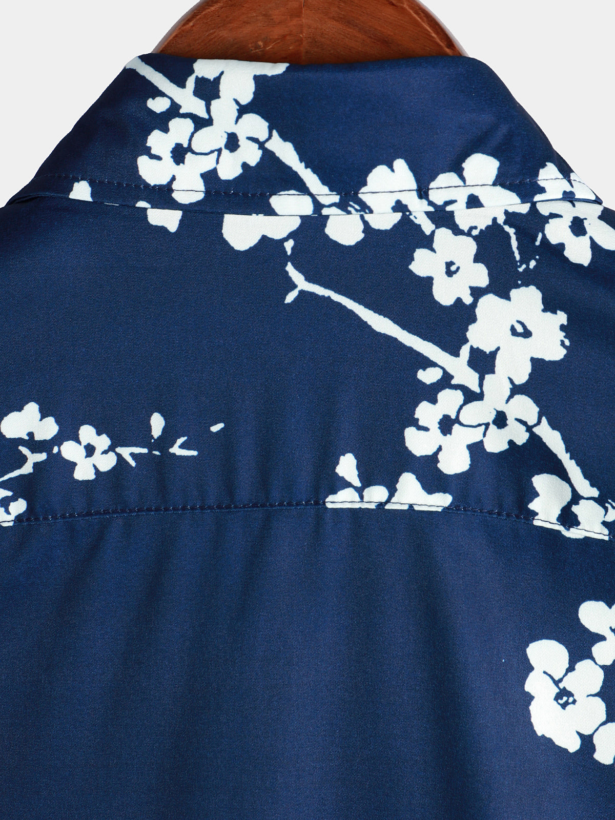 Chemise à revers à manches courtes décontractée pour homme à imprimé floral vintage bleu marine
