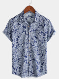 Chemise Homme à Imprimé Floral Classique Boutonnée Style Vacances Manches Courtes