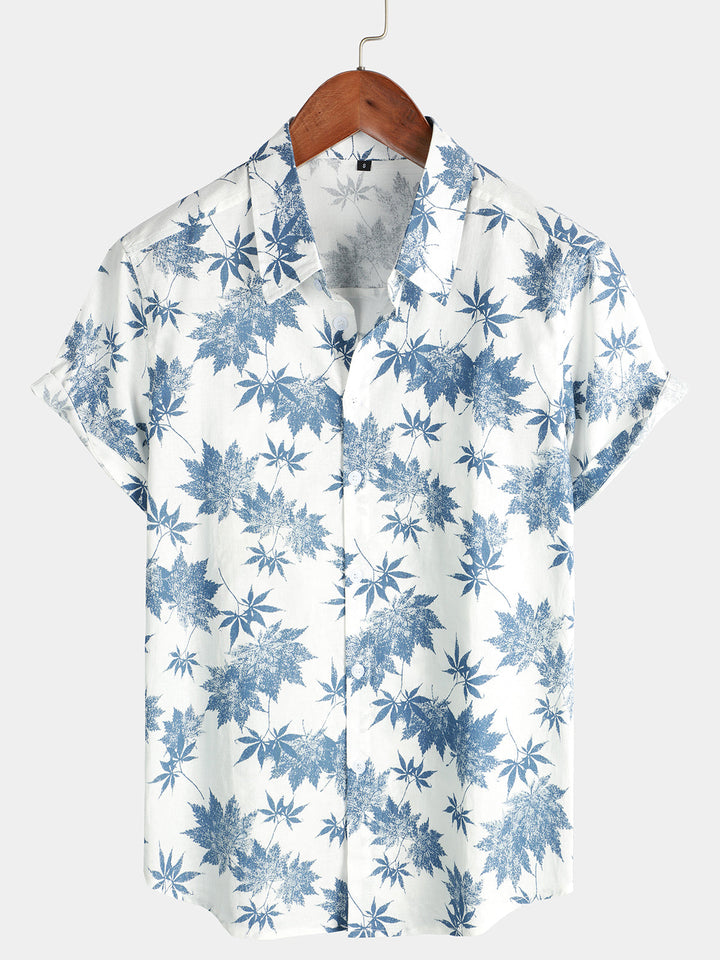 Chemise à manches courtes respirante à imprimé feuille d&