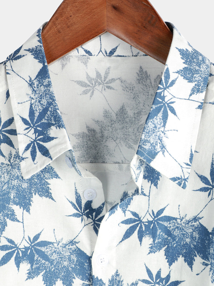 Chemise à manches courtes respirante à imprimé feuille d&