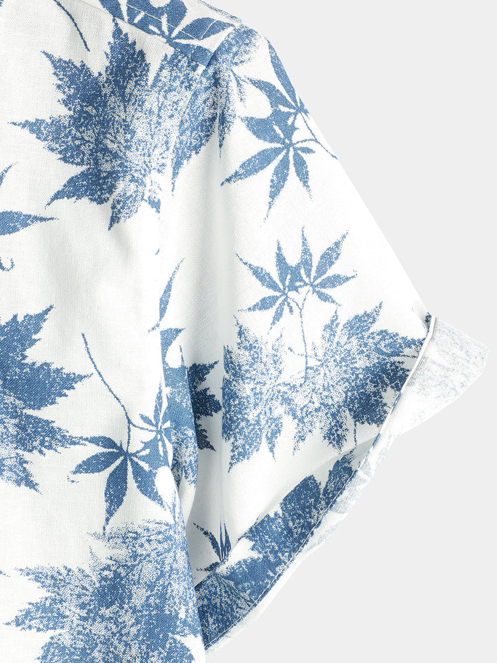 Chemise à manches courtes respirante à imprimé feuille d&
