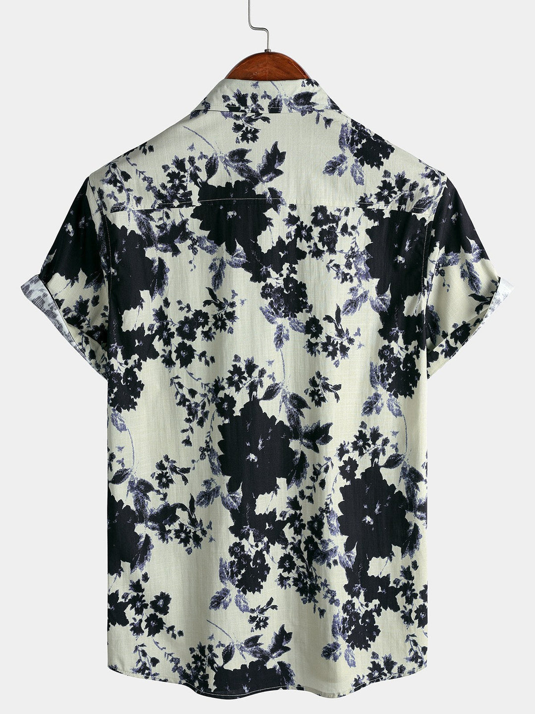 Chemise Homme Style Resort Imprimé Floral Effet Lavis en Coton à Manches Courtes