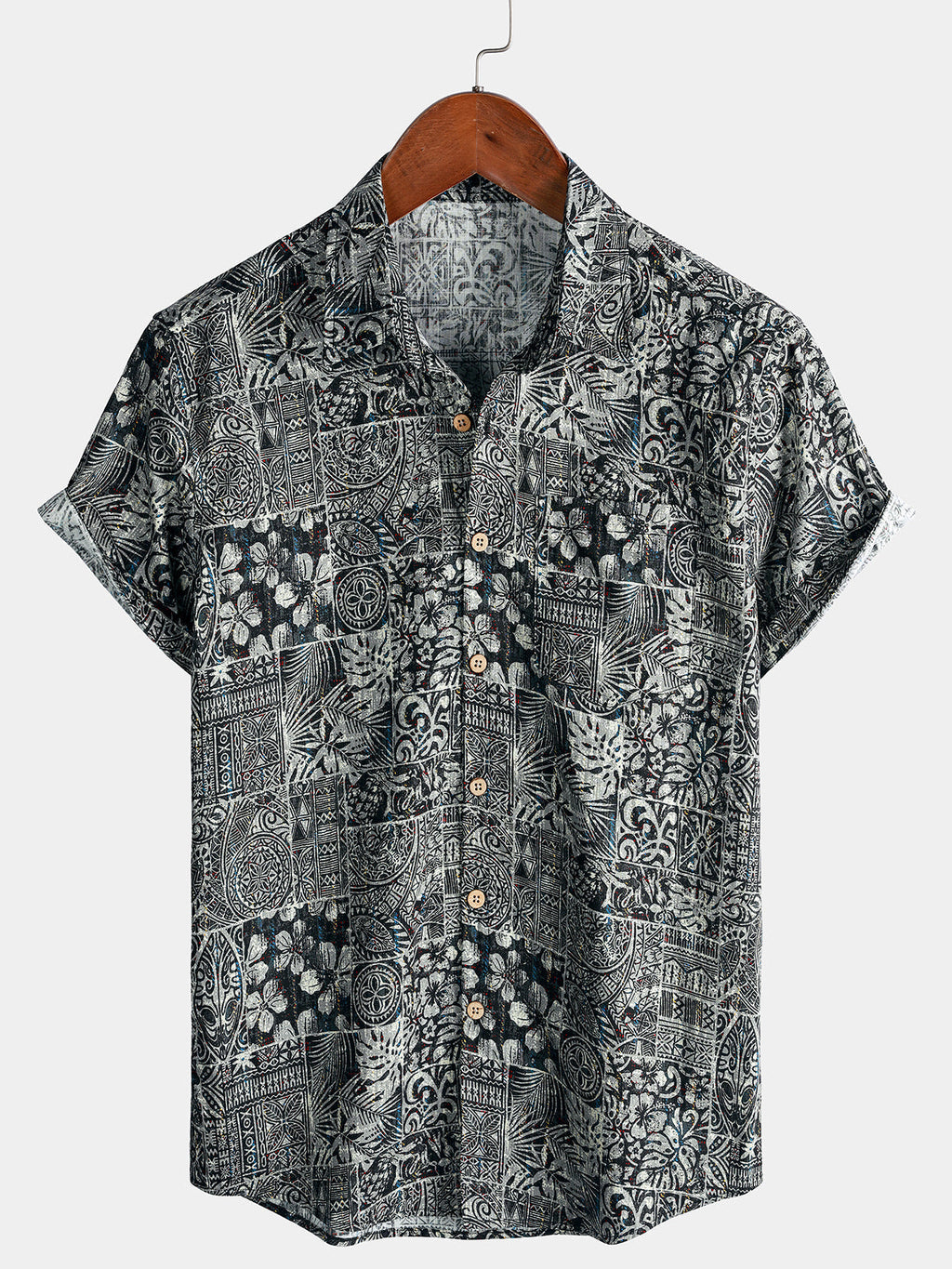 Chemise Homme à Motif Graphique Style Bohème Décontractée Manches Courtes
