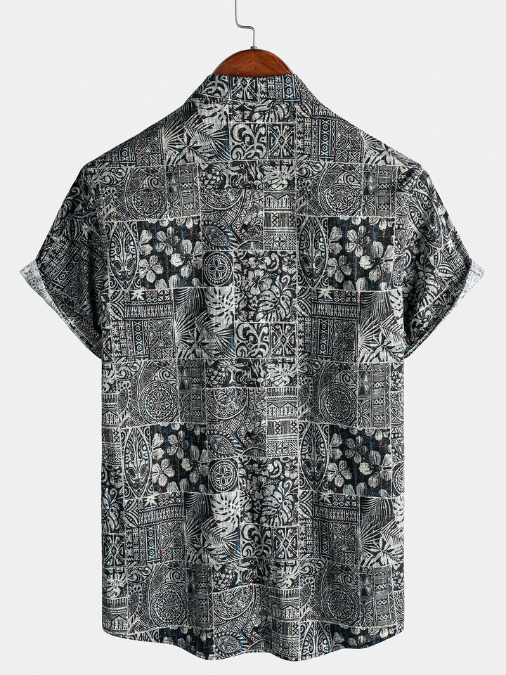 Chemise Homme à Motif Graphique Style Bohème Décontractée Manches Courtes