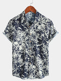 Chemise Homme en Coton Respirant Style Bord de Mer Vacances à Manches Courtes