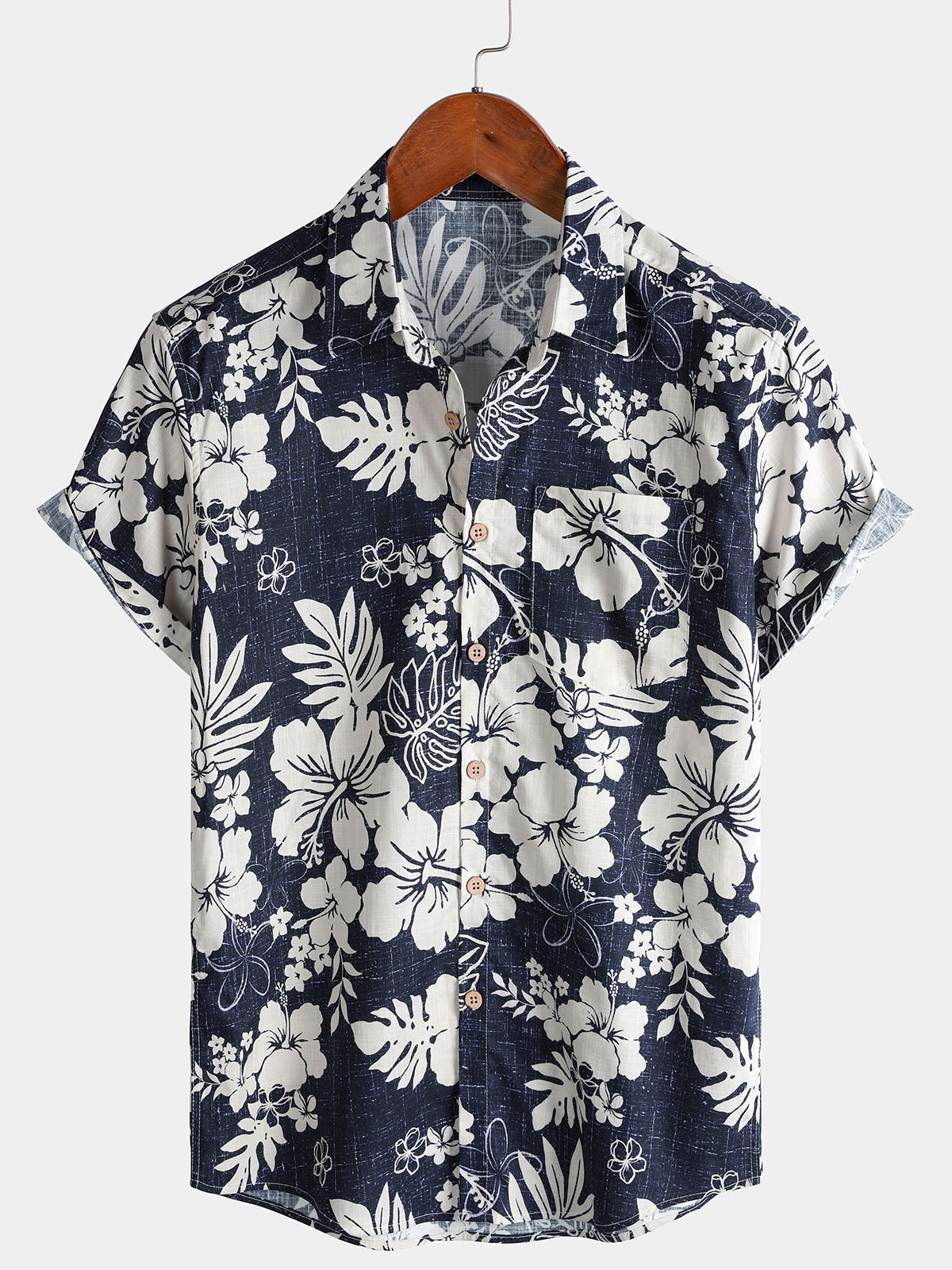 Chemise Vintage à Manches Courtes pour Homme avec Motif de Fleurs d'Île
