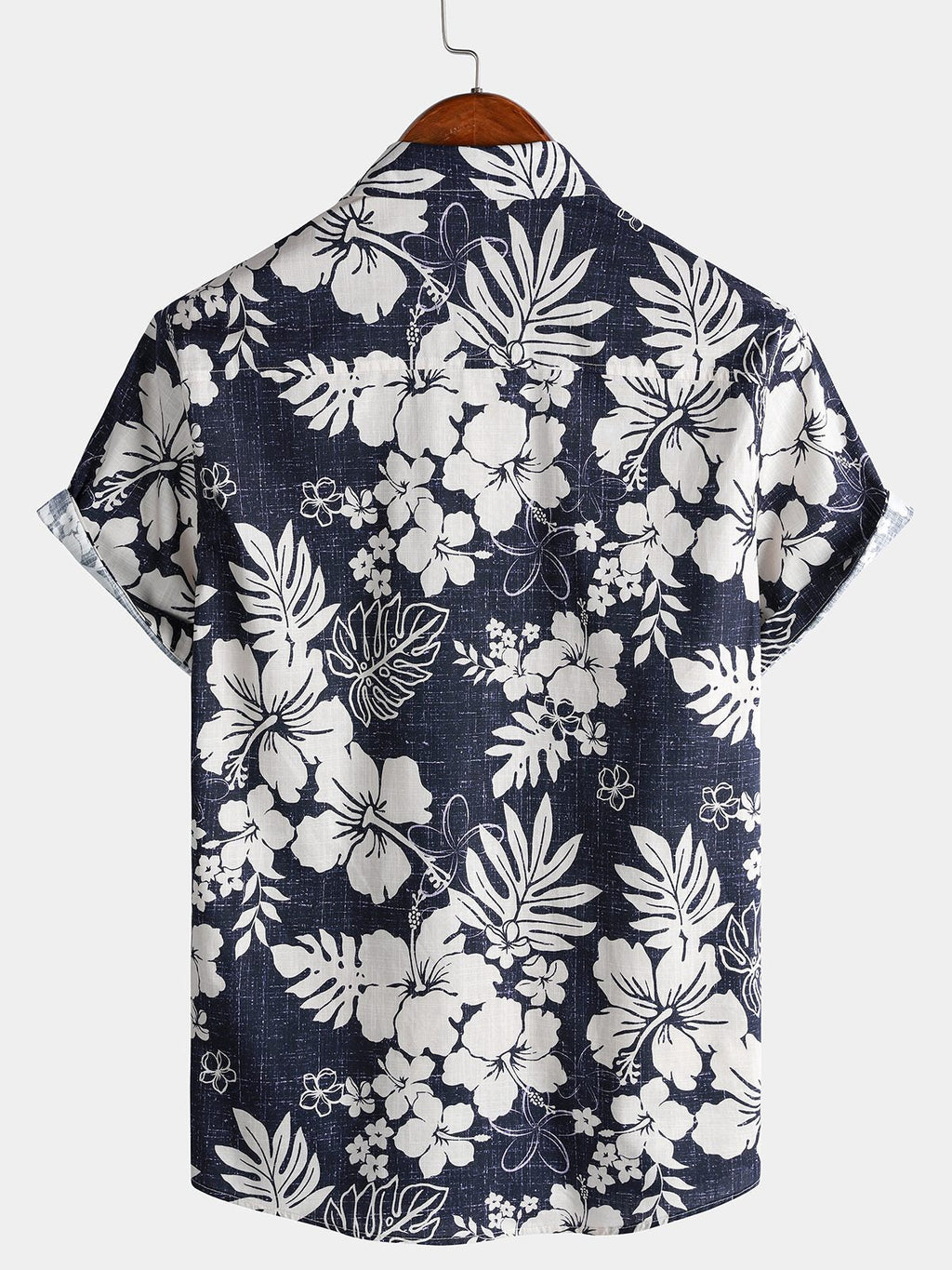 Chemise Homme Vintage à Manches Courtes en Coton Respirante Imprimé Fleurs Style Île et Vacances