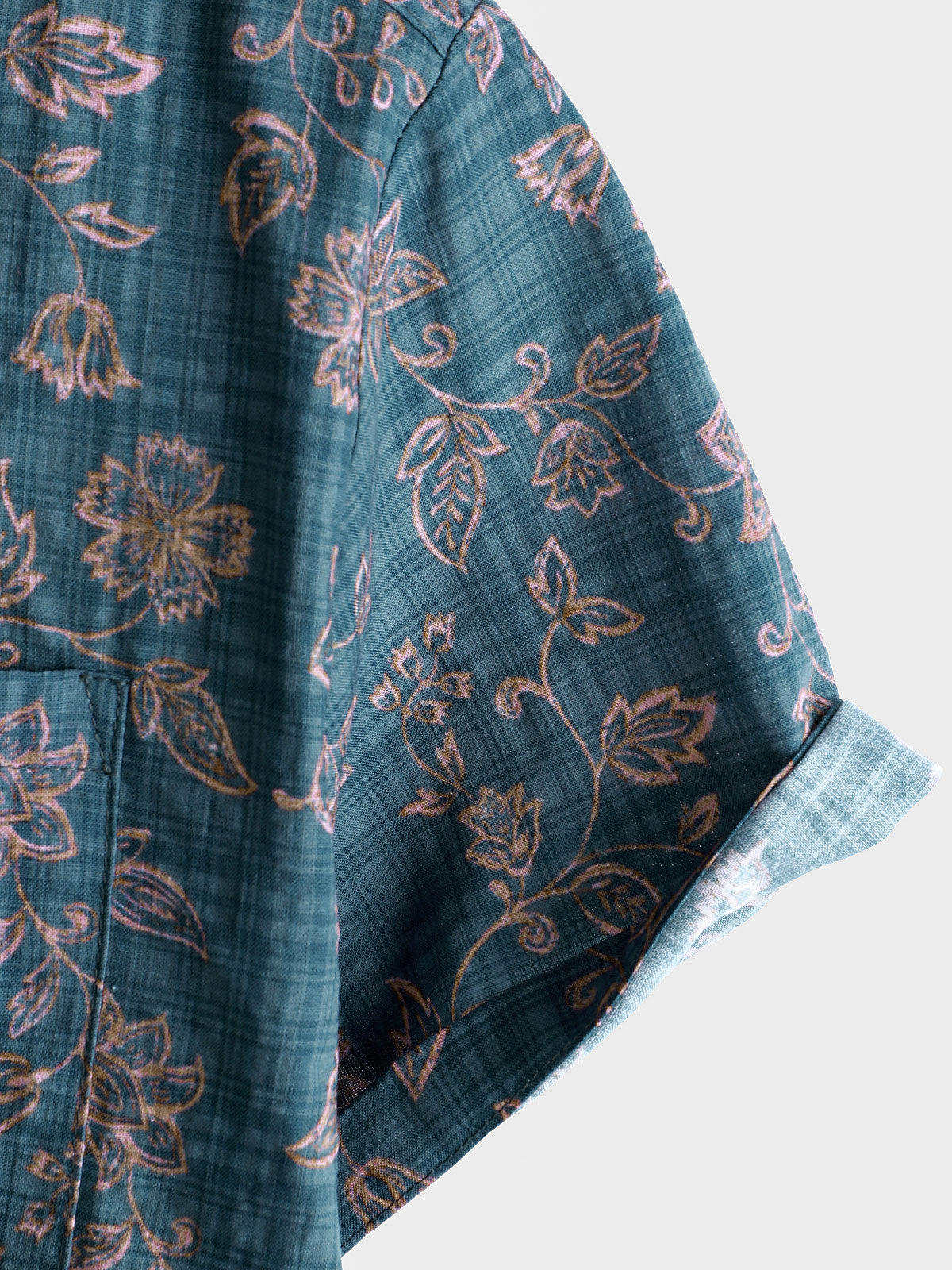 Chemise à manches courtes en coton respirant à motif floral vintage pour homme