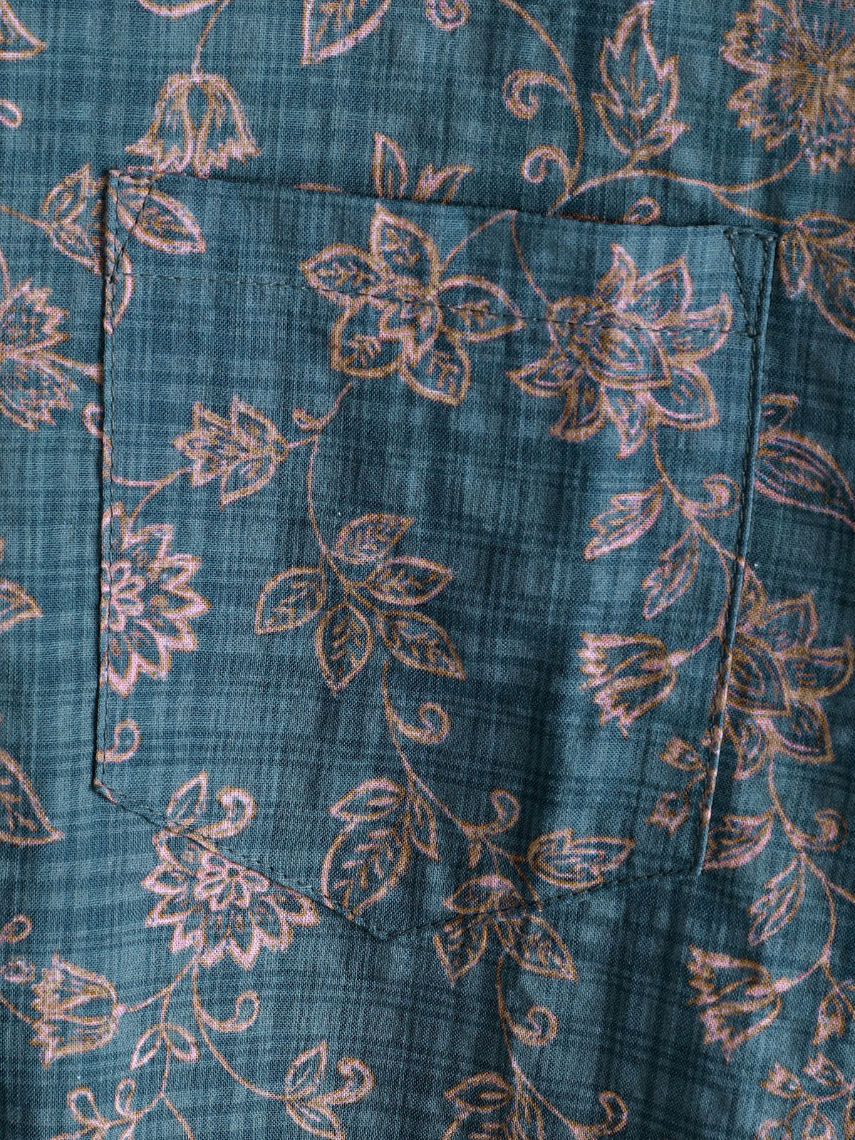 Chemise à manches courtes en coton respirant à motif floral vintage pour homme