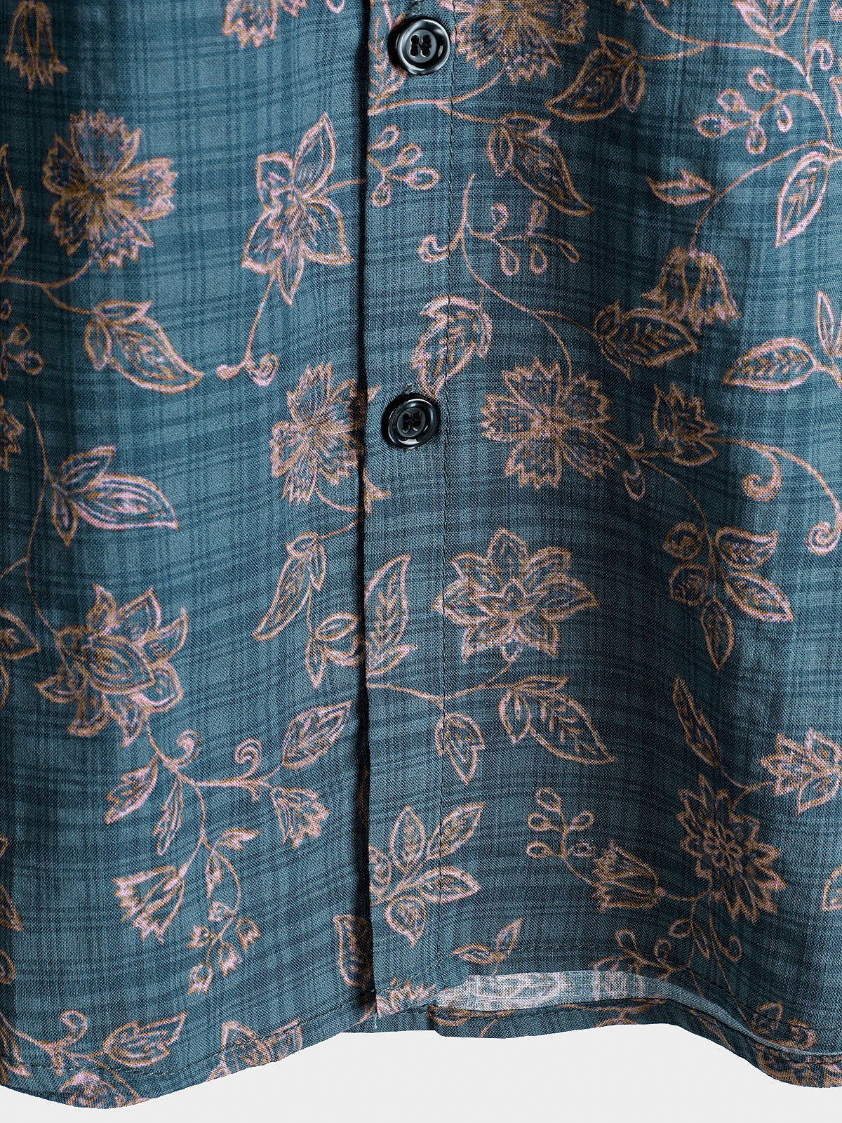 Chemise à manches courtes en coton respirant à motif floral vintage pour homme