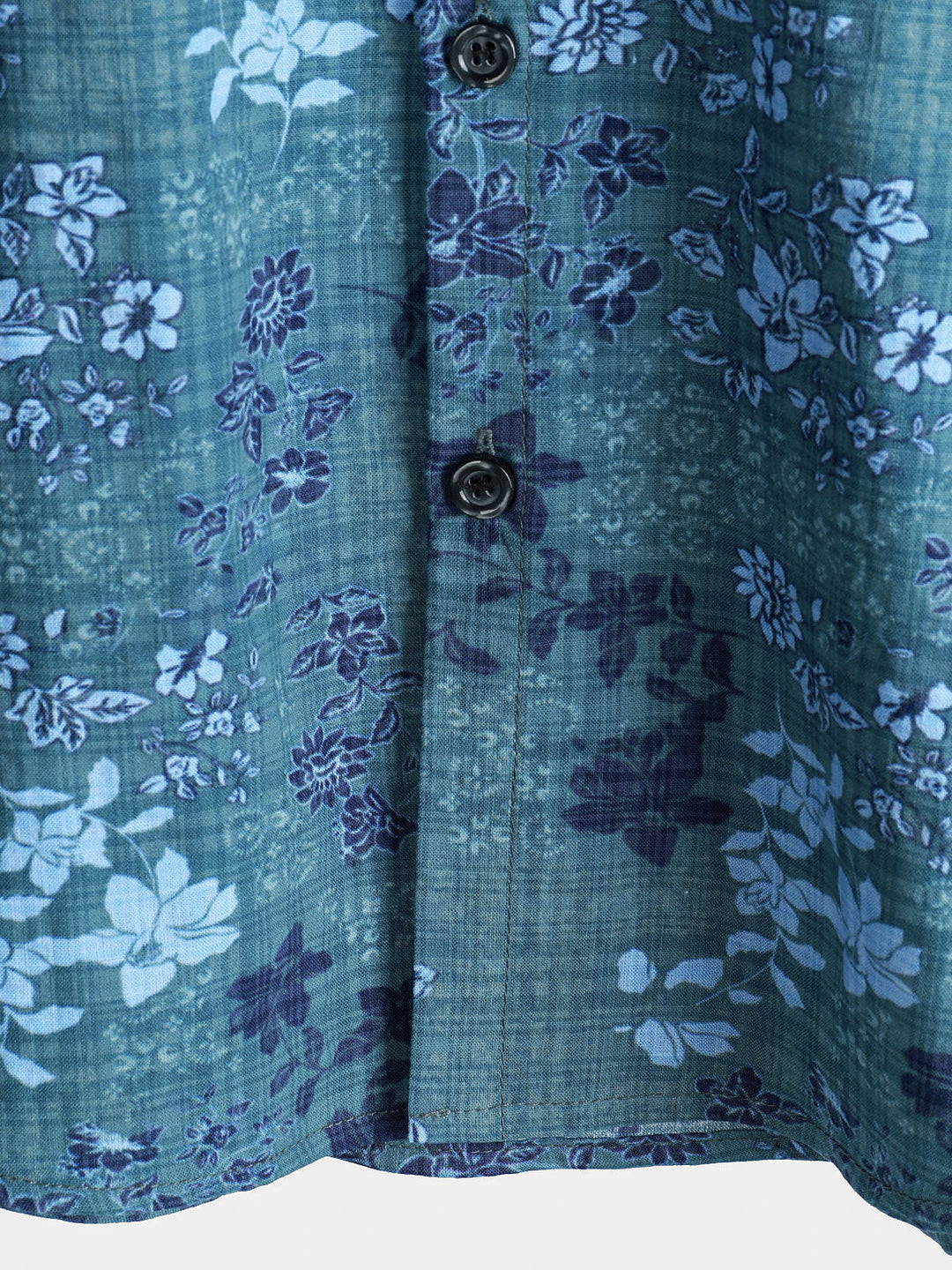 Chemise rétro à manches courtes et poches pour homme, motif floral bleu, style décontracté, pour les vacances