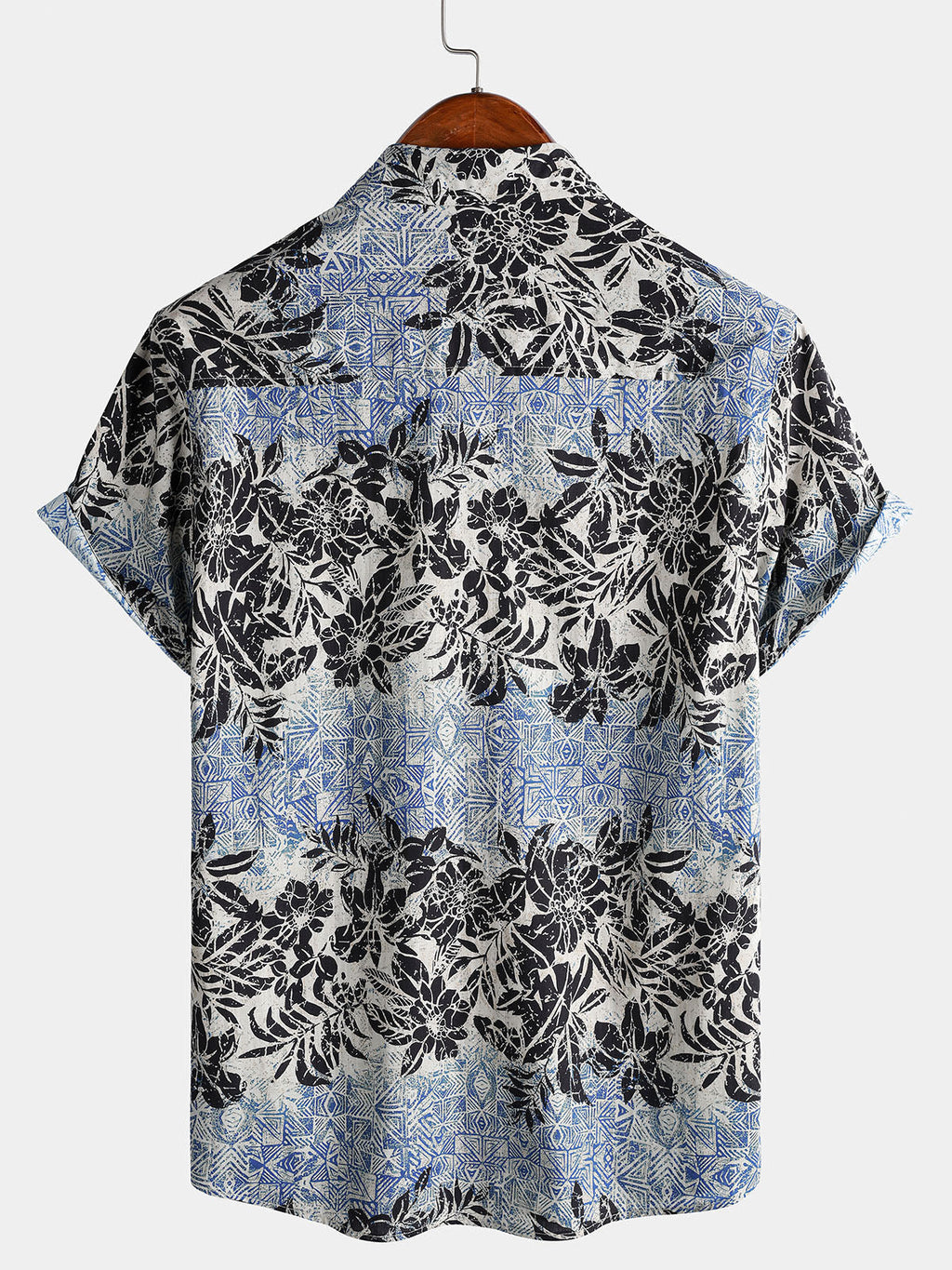 Chemise Homme Bohème Rétro à Manches Courtes en Coton Respirante Imprimé Botanique Style Île