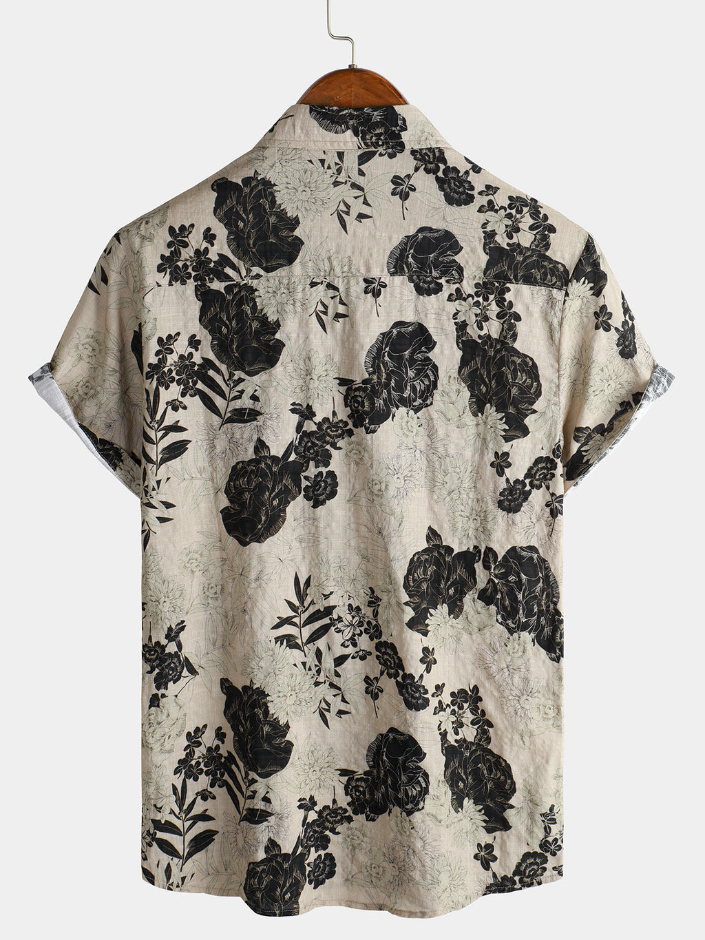 Chemise en coton de loisirs à manches courtes vintage à fleurs pour hommes