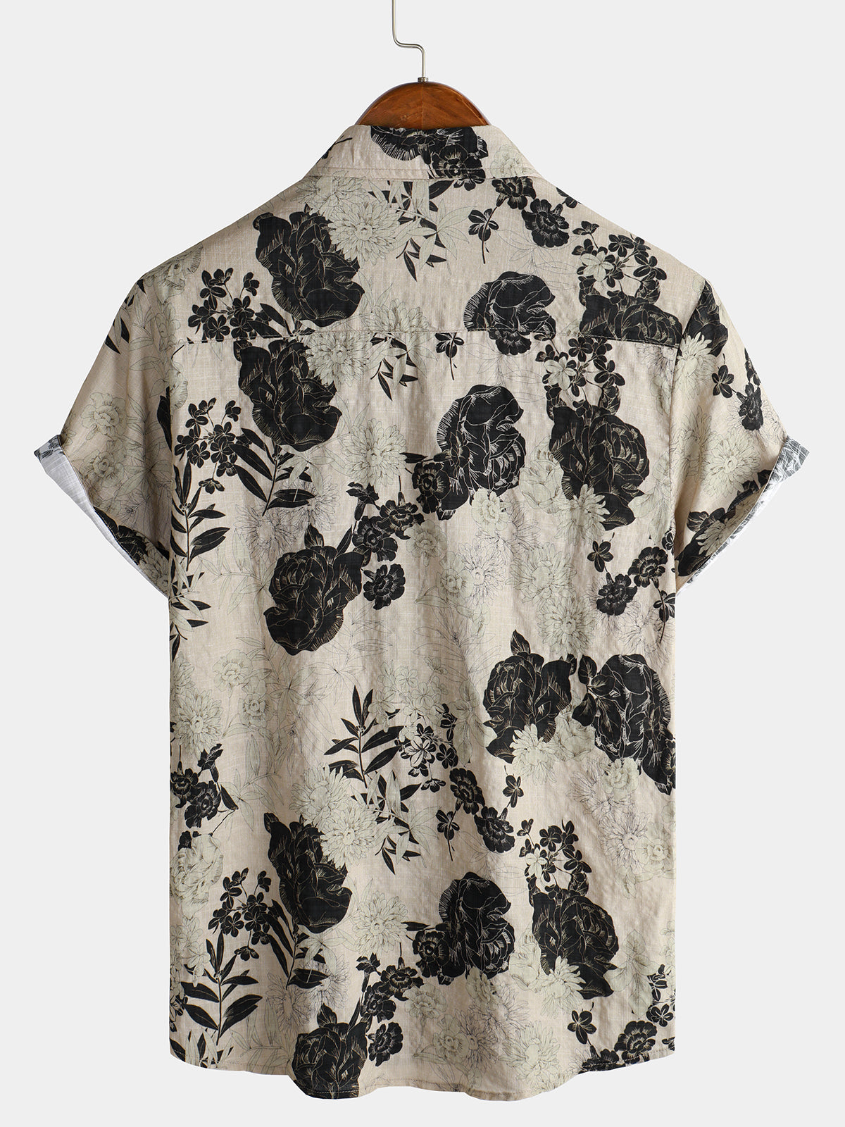 Chemise en coton de loisirs à manches courtes vintage à fleurs pour hommes