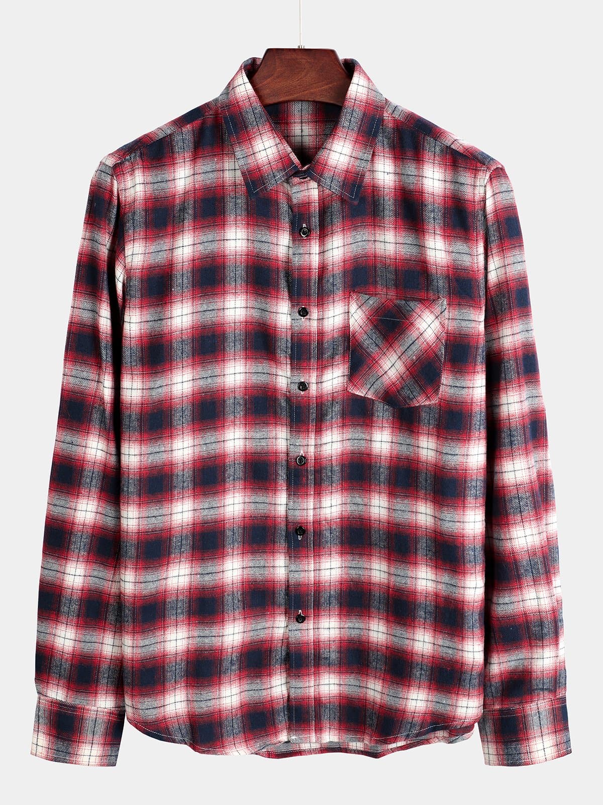 Chemise coupe classique en flanelle à carreaux