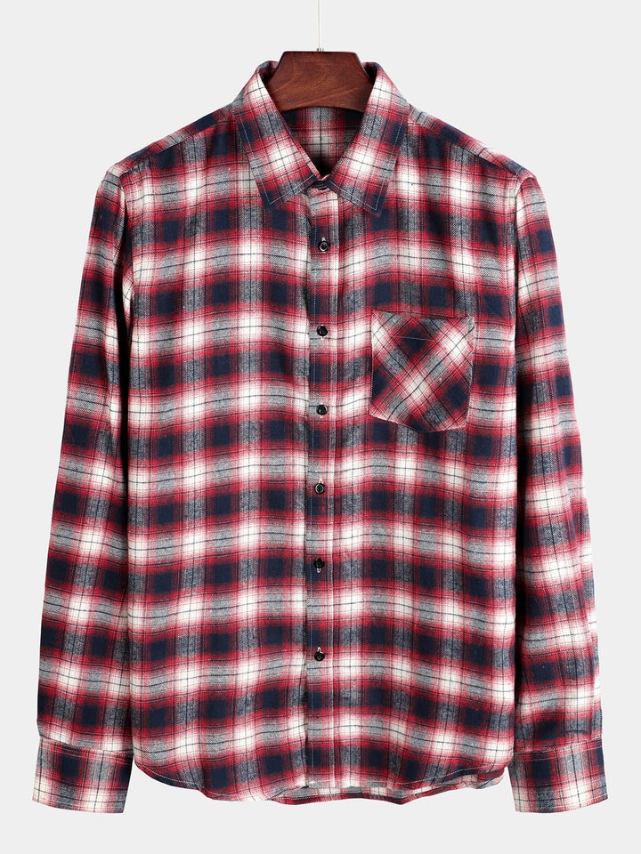 Chemise coupe classique en flanelle à carreaux