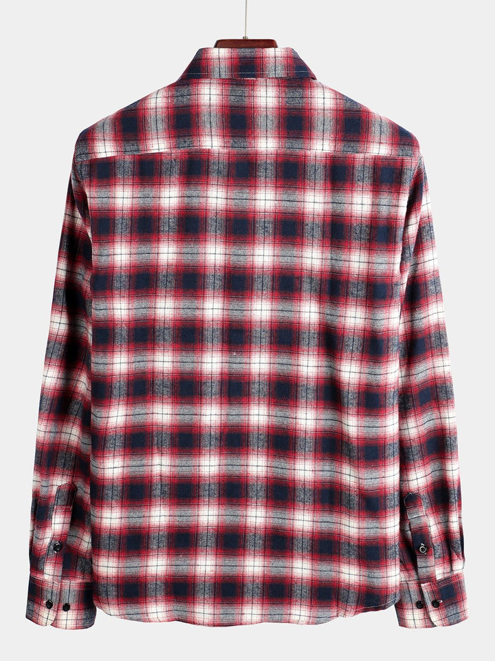 Chemise coupe classique en flanelle à carreaux