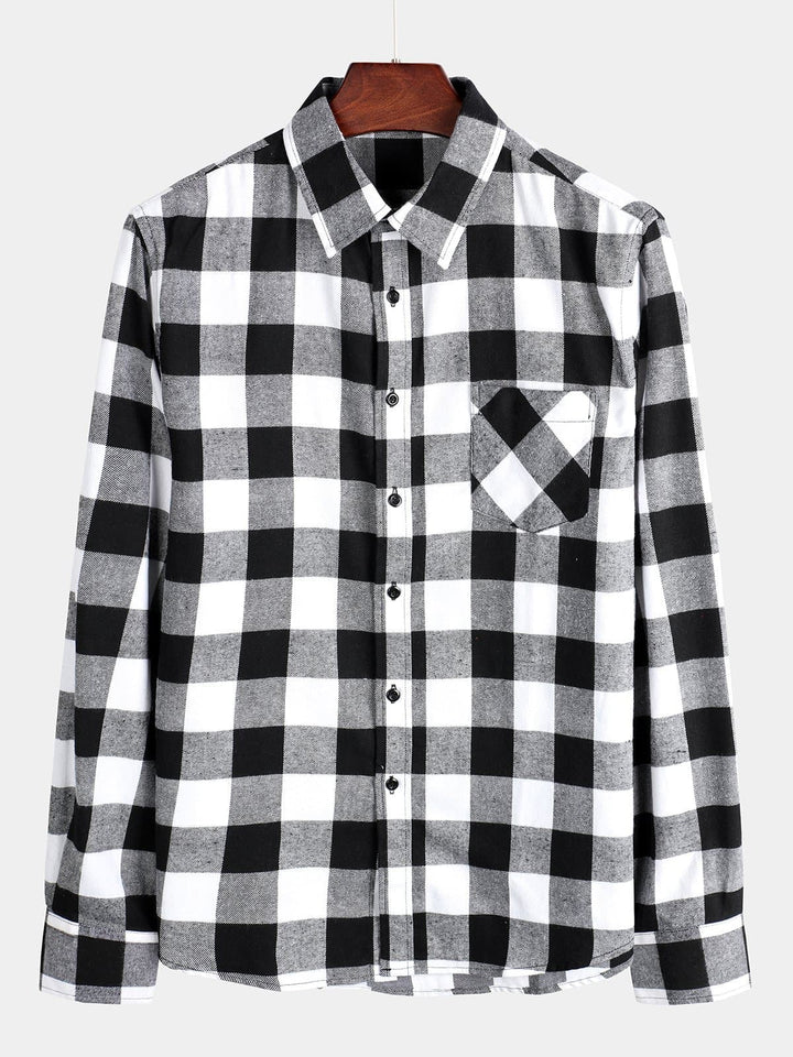 Chemise coupe classique en flanelle à carreaux
