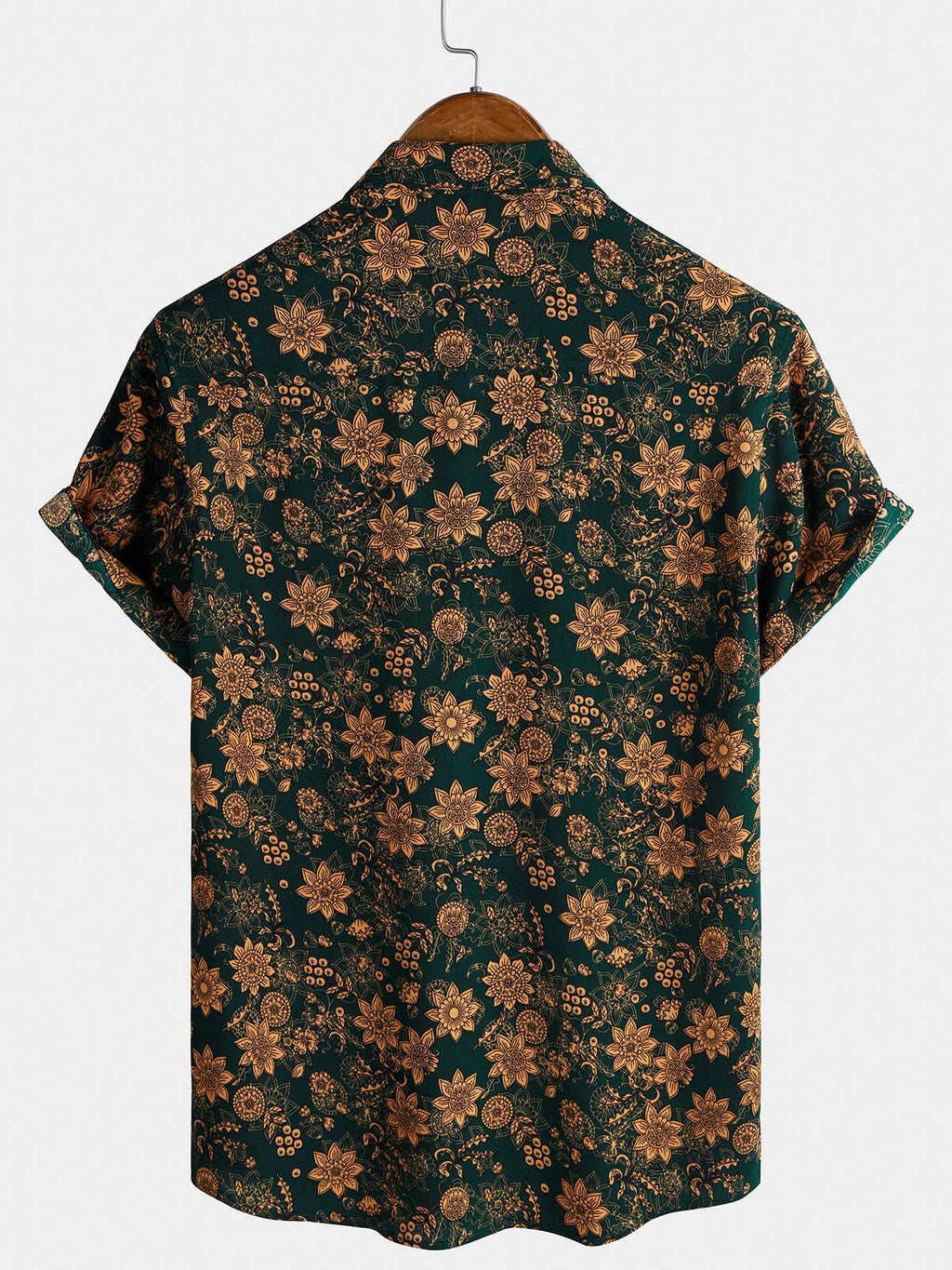 Chemise Homme Imprimé Floral Vintage Style Bohème Casual Manches Courtes