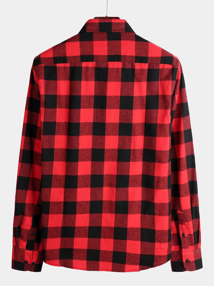 Chemise coupe classique en flanelle à carreaux
