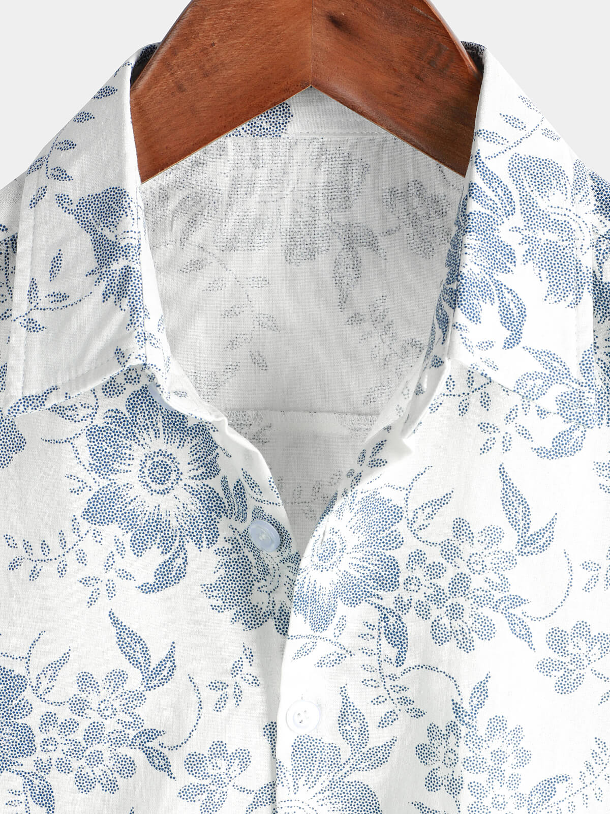 Chemise d'été hawaïenne blanche à manches courtes respirante en coton et lin pour hommes