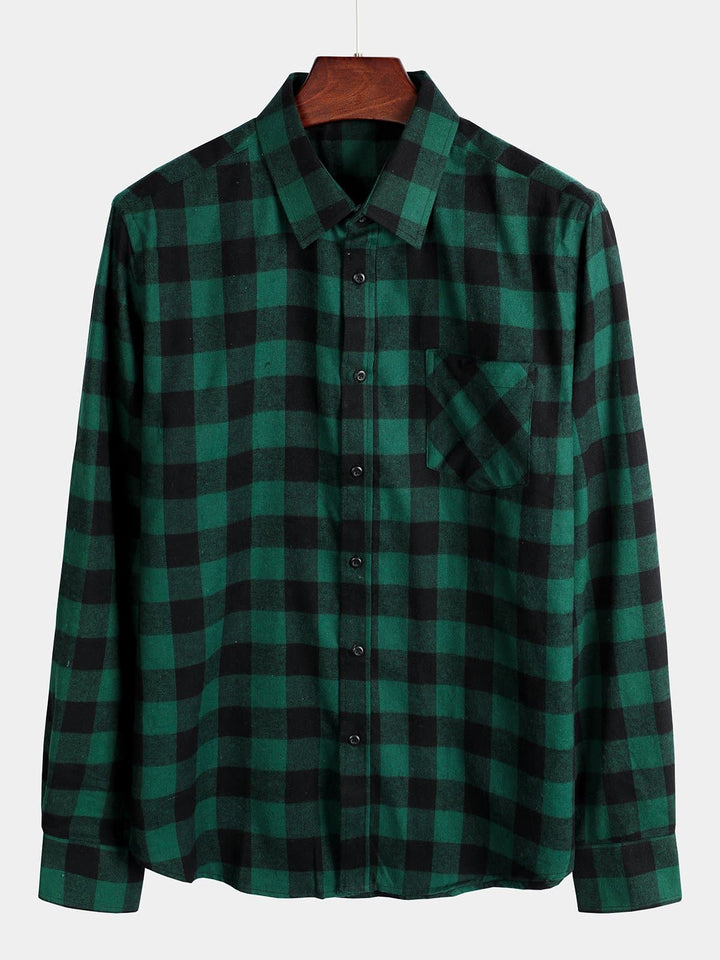 Chemise coupe classique en flanelle à carreaux
