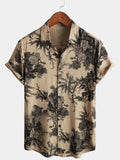 Chemise d'Été Hawaïenne Vintage en Bambou Floral pour Homme à Manches Courtes