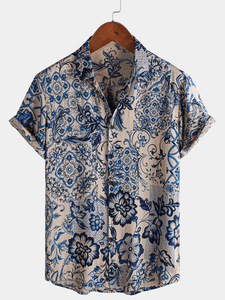 Chemise hawaïenne à manches courtes pour homme, motif floral, idéale pour la plage ou l&
