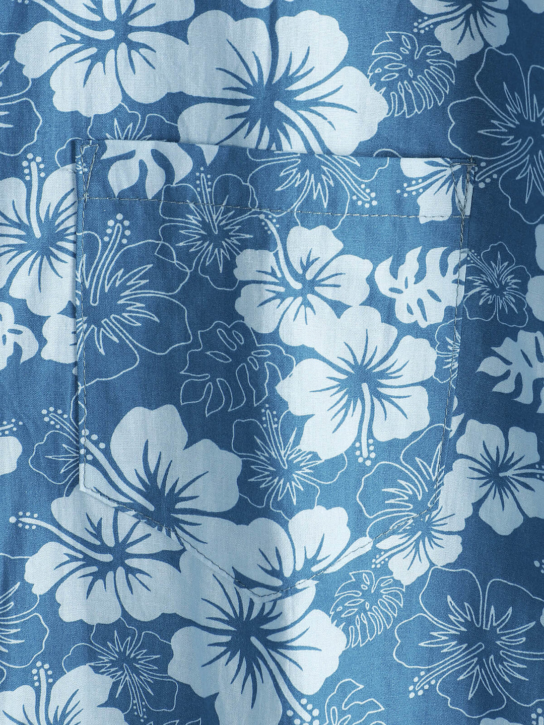 Chemise boutonnée bleue à manches courtes pour hommes, vacances florales hawaïennes, poche décontractée