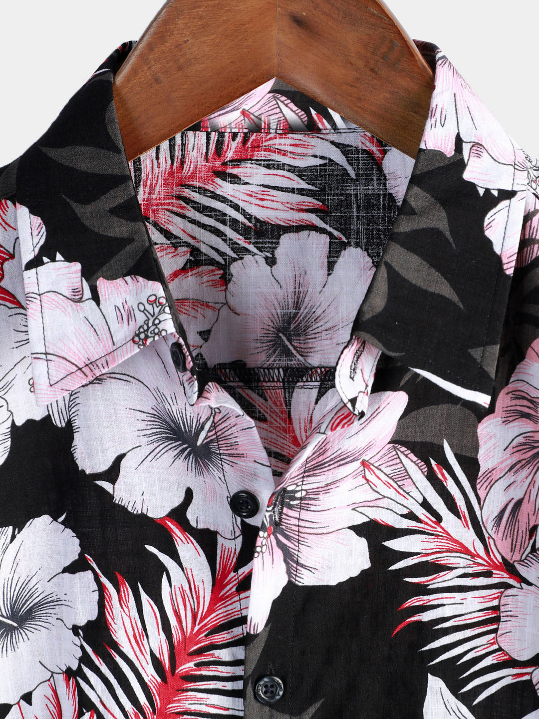 Chemise à manches courtes hawaïenne à fleurs roses tropicales pour hommes Hibiscus Summer Holiday Beach