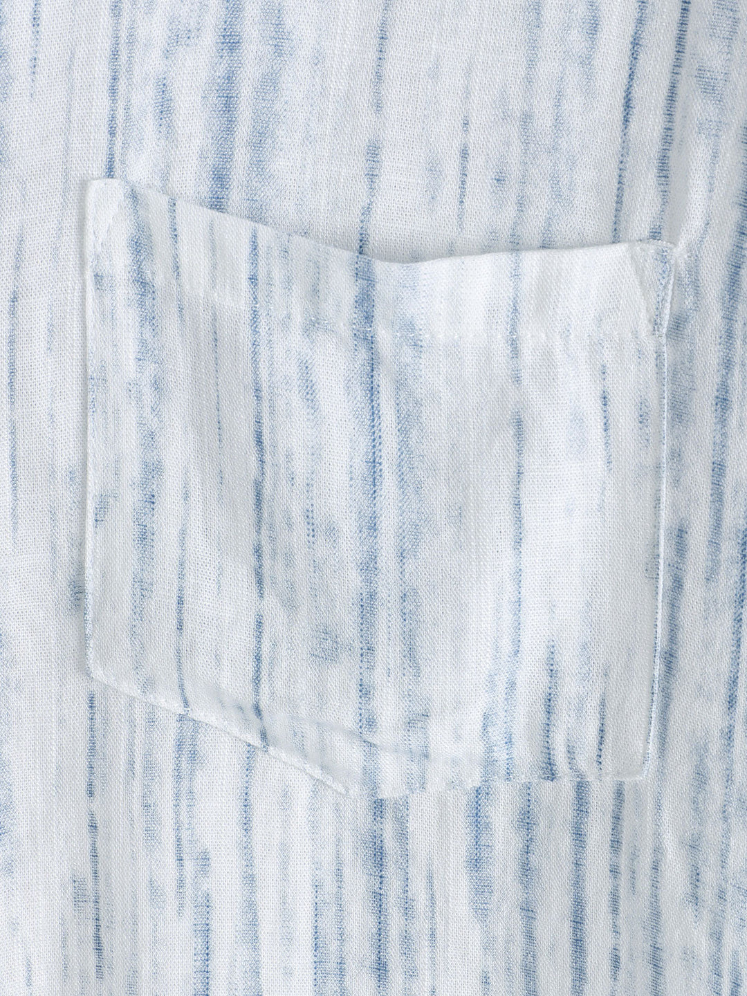 Chemise blanche à rayures et manches courtes pour homme, respirante et à poches