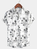 Chemise Aloha à Manches Courtes Blanche avec Imprimé d'Ananas Tropical et de Palmier pour Homme