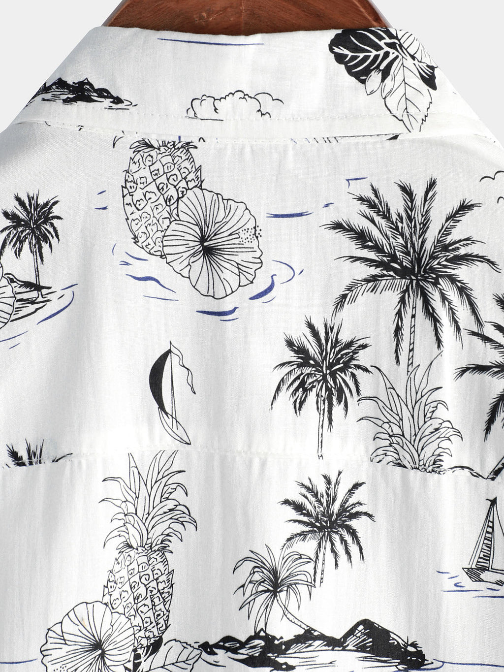 Chemise Aloha à Manches Courtes Blanche avec Imprimé d'Ananas Tropical et de Palmier pour Homme