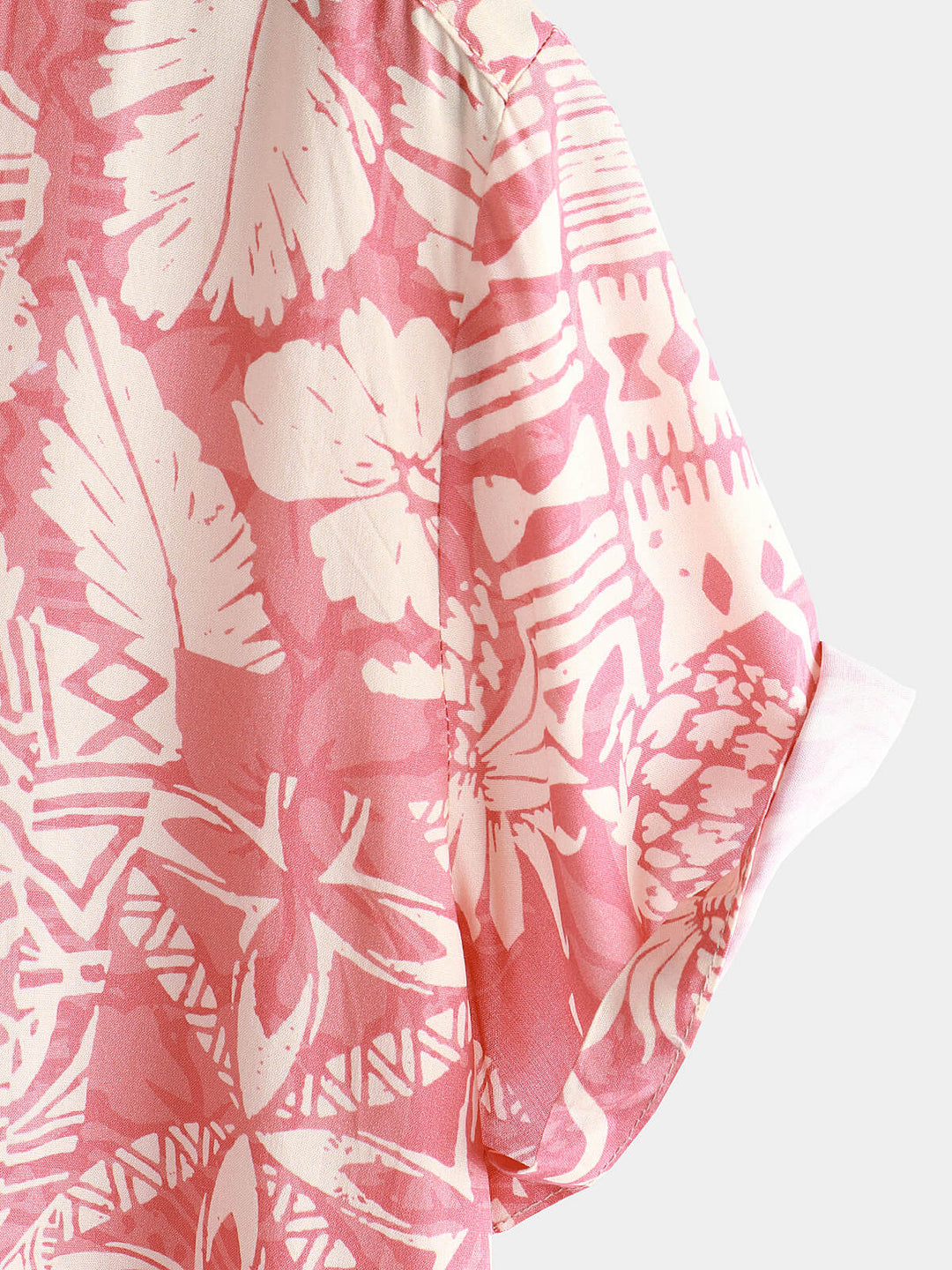 Chemise boutonnée à manches courtes hawaïenne pour hommes, motif floral tropical rose, vacances