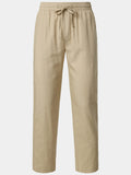 Pantalon Homme Décontracté Uni en Lin et Coton Léger Respirant