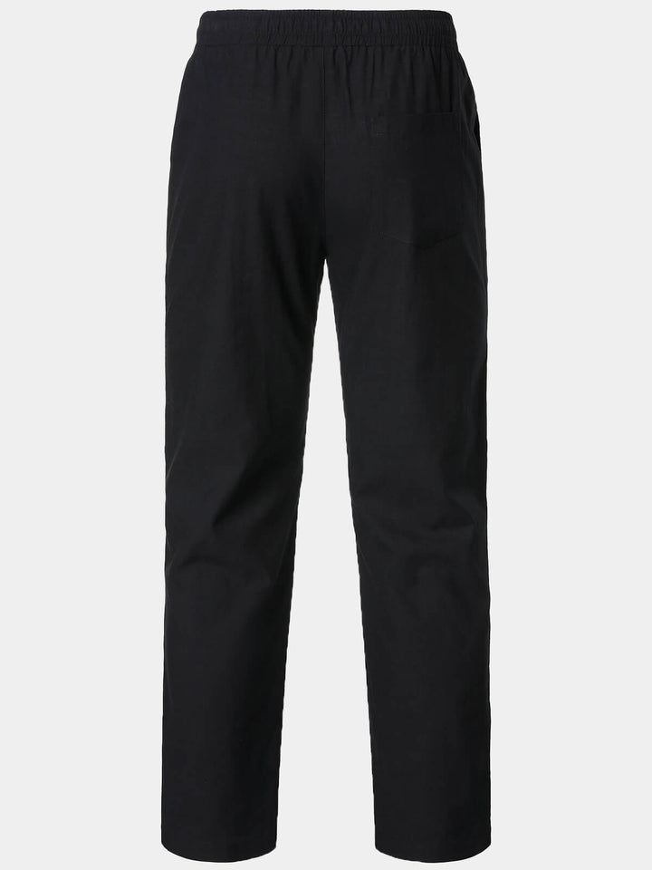 Pantalon Homme Décontracté Uni en Lin et Coton Léger Respirant