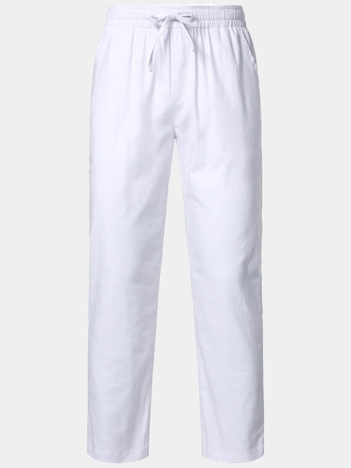 Pantalon Homme Décontracté Uni en Lin et Coton Léger Respirant
